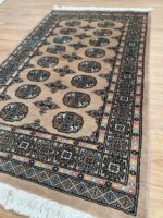 Pakistan Princess Bokhara Handmade Rug NZ Wool Beige & Black 148X92