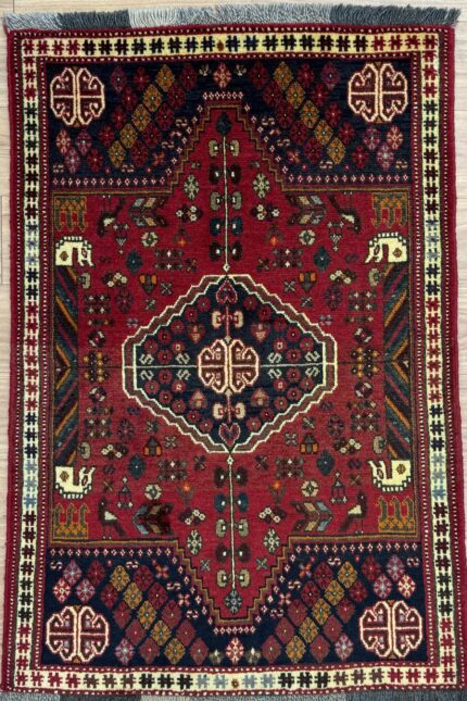 Persian Shiraz Handmade Rug Wool Multi Colour 150X100
