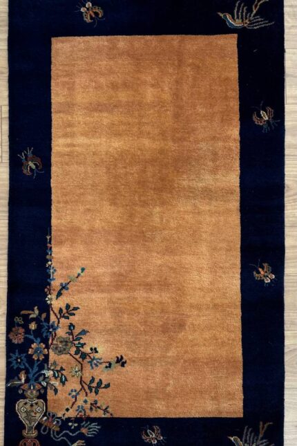 Persian Vase of Happiness Handmade Rug Wool Orange & Navy 160X92