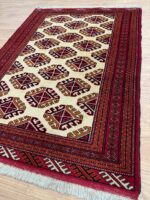 Turkman Handmade Rug Super Fine Wool Beige & Red 143X106