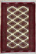 Turkman Handmade Rug Wool Beige & Red & Black 150X100