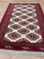 Turkman Handmade Rug Wool Beige & Red & Black 150X100