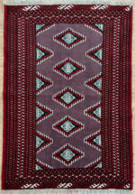 Turkman Handmade Rug Wool Red & Black 145X100