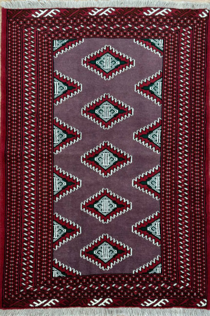 Turkman Handmade Rug Wool Red & Black 145X100