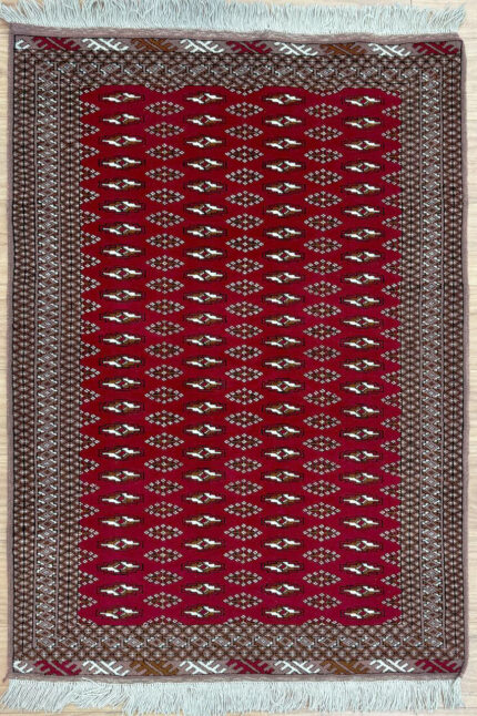 Turkman Handmade Rug Wool Red & Black 149X106
