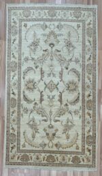 Afghan Choobi Garden Handmade Rug Wool Beige & Brown 205X114