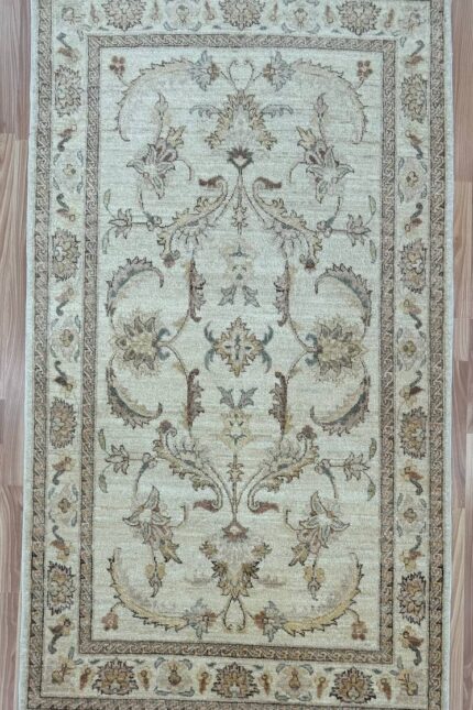 Afghan Choobi Garden Handmade Rug Wool Beige & Brown 205X114