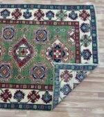 Afghan Kazak Handmade Rug Wool Beige & Green 199X149