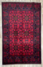 Afghan Khal Mohammadi Handmade Rug Wool Red & Black 194X126