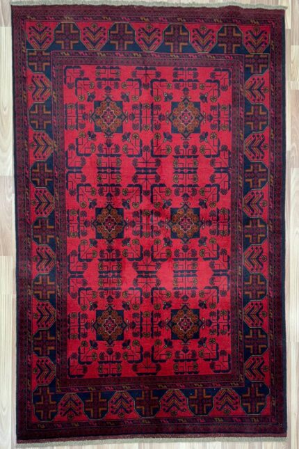 Afghan Khal Mohammadi Handmade Rug Wool Red & Black 194X126