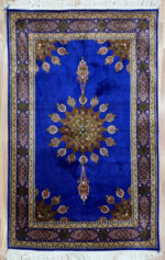 Kashmir Chelsea Handmade Rug Silk & Silk Navy Blue 124X80