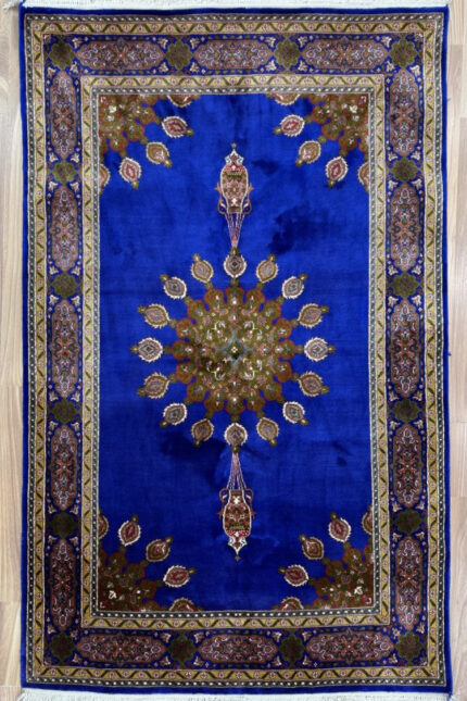 Kashmir Chelsea Handmade Rug Silk & Silk Navy Blue 124X80