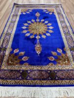 Kashmir Chelsea Handmade Rug Silk & Silk Navy Blue 124X80