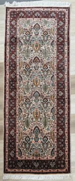 Kashmir Garden Runner Handmade Rug Silk & Silk Beige & Red 198X79