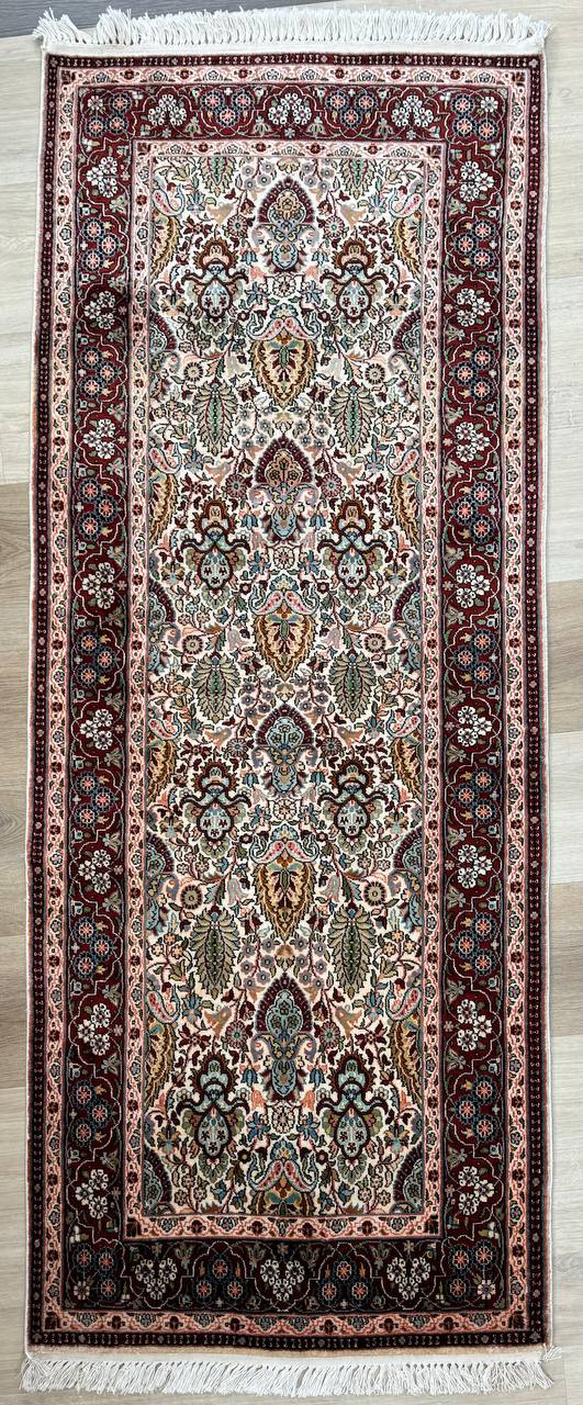 Kashmir Garden Runner Handmade Rug Silk & Silk Beige & Red 198X79 ...