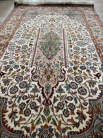 Kashmiri Garden Handmade Rug Silk Beige Multi Colour 153X90