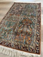 Kashmiri Tree of life Handmade Rug Silk & Silk Natural Colour 96X60