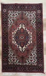 Persian Bijar Handmade Rug Fine Wool Red Multi Colour 130X80