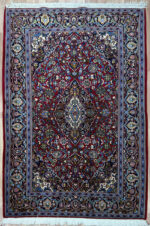 Persian Kashan Handmade Rug Silk & FIne Wool Red Multi 210X140