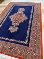 Persian Qom Handmade Rug Super Fine Wool Navy & Red 147X101