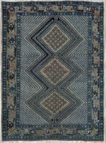 Persian Village Handmade Rug Wool Blue & Brown 200X150