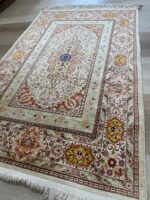 Turkish Hereke Unique Handmade Rug Silk & Silk Natural Colour 115X75