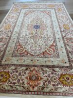 Turkish Hereke Unique Handmade Rug Silk & Silk Natural Colour 115X75