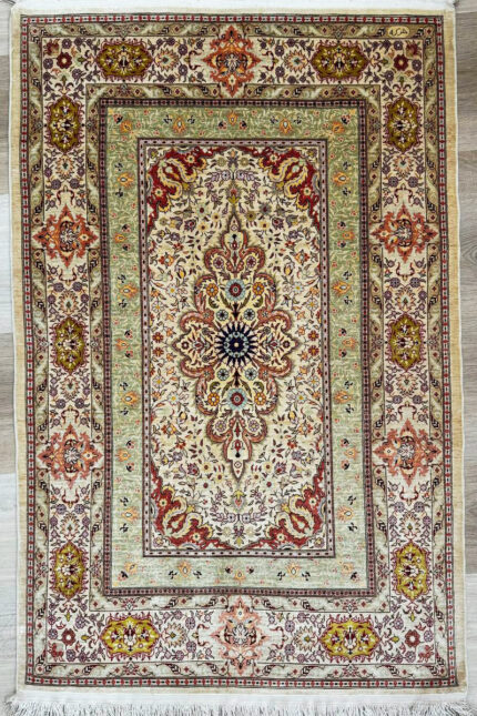 Turkish Hereke Unique Handmade Rug Silk & Silk Natural Colour