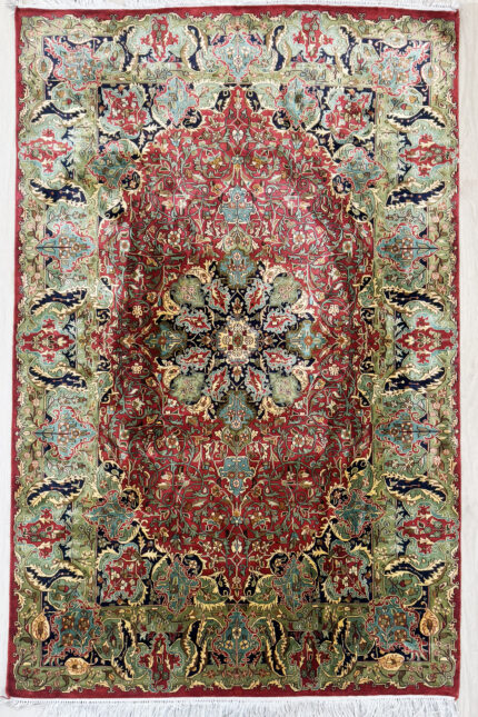 Kashmiri handmade pure silk rug 188X119